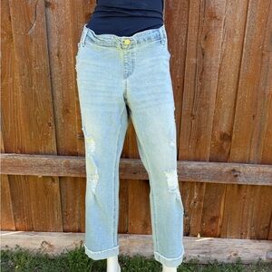 Time and Tru Women XXL(20)Belly Band Maternity Boyfriend Denim Jeans Crop NWT
